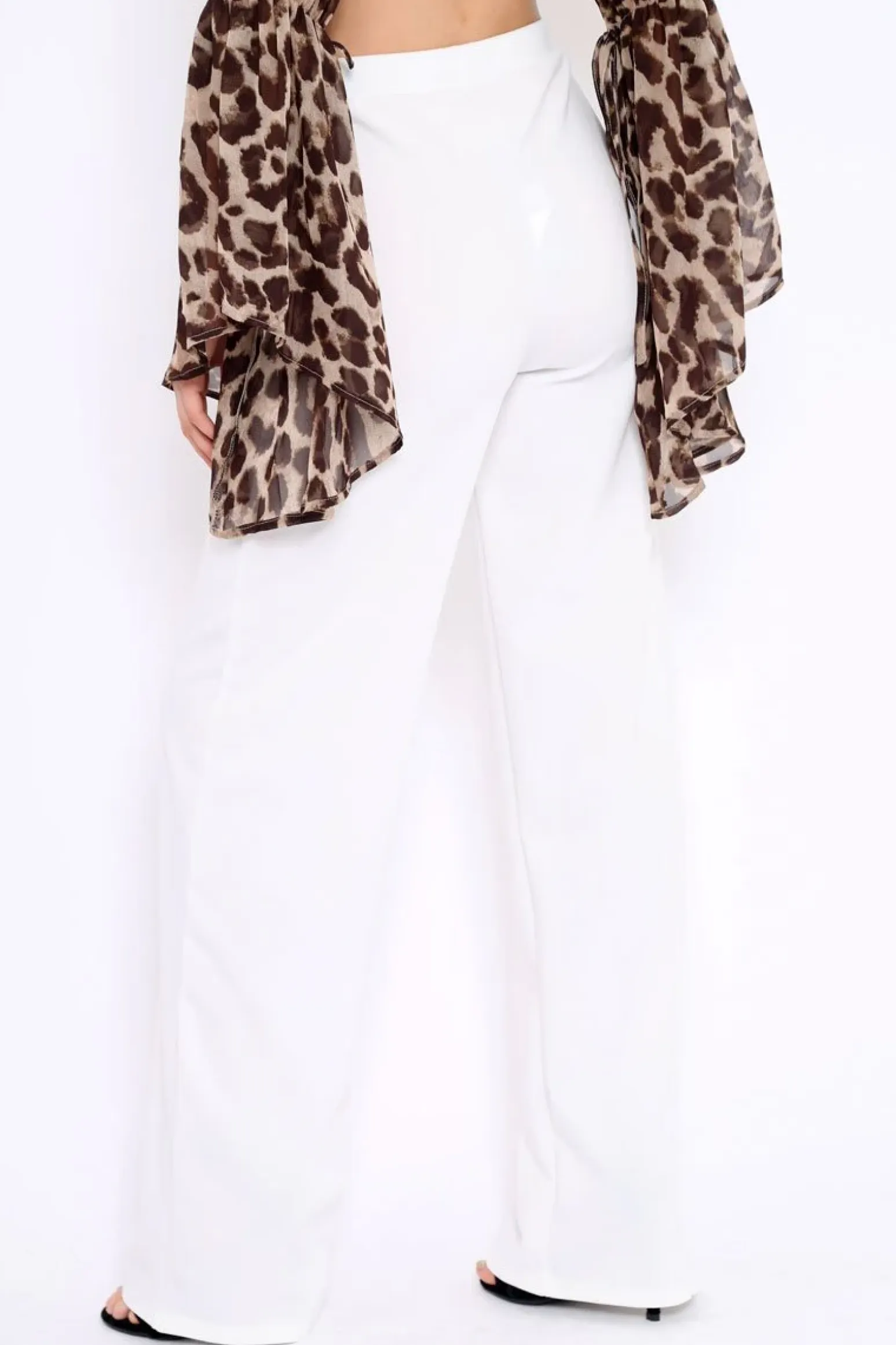 Rebellious Fashion White High Waisted Wide Leg Trousers - Maise