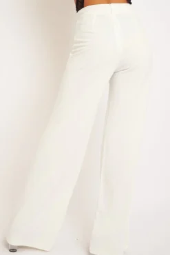 Rebellious Fashion White High Waist Flare Trousers -Tisha