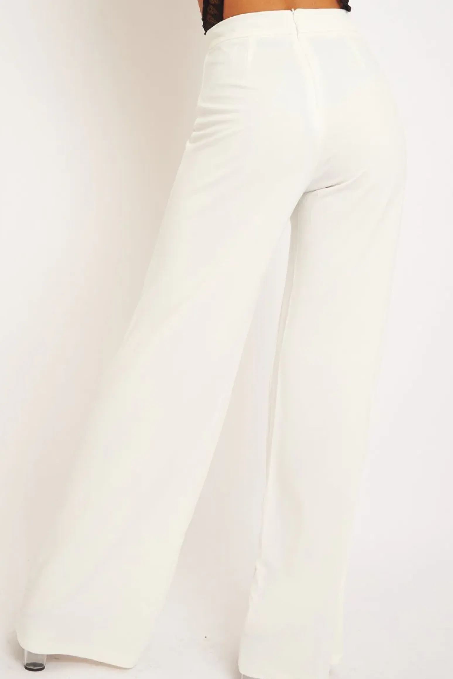 Rebellious Fashion White High Waist Flare Trousers -Tisha