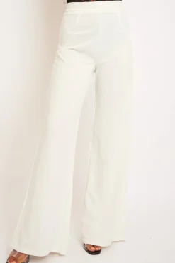 Rebellious Fashion White High Waist Flare Trousers -Tisha