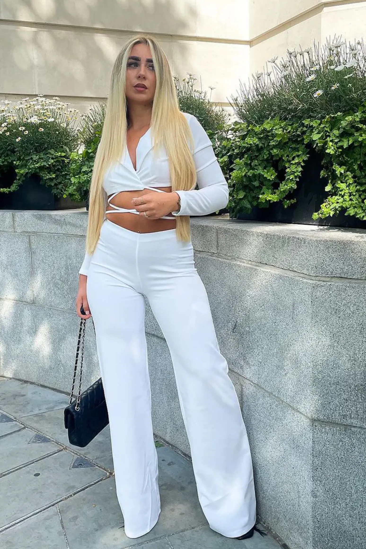 Rebellious Fashion White High Waist Straight Leg Trousers - Lia