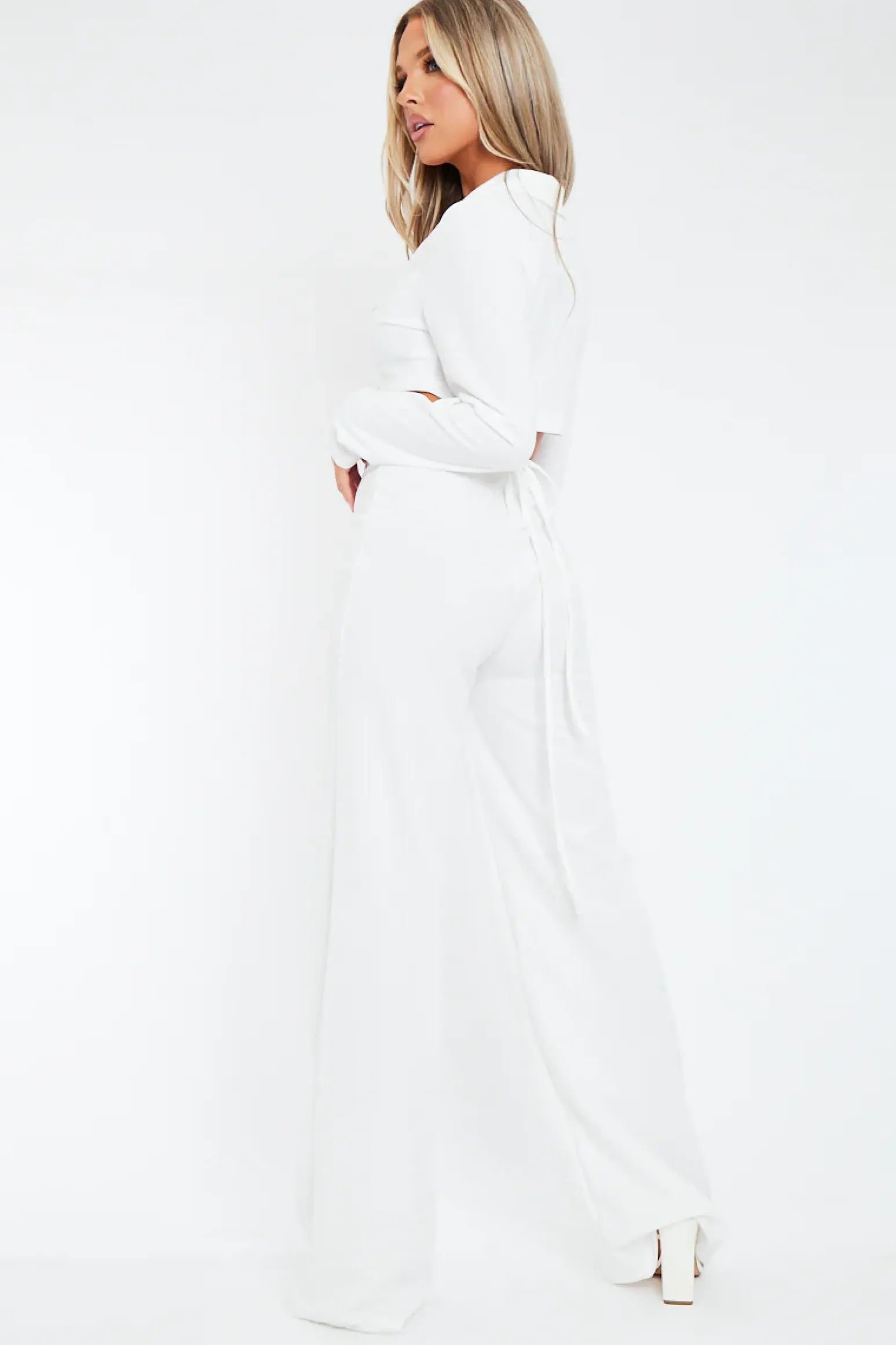 Rebellious Fashion White High Waist Straight Leg Trousers - Lia