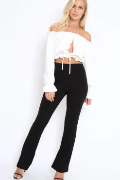 Rebellious Fashion White Key Hole Bust Crop Top - Caitie