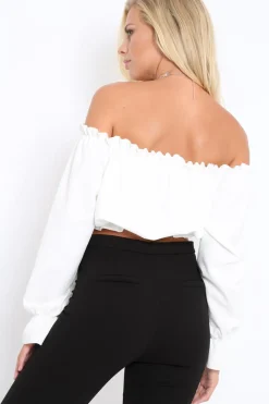Rebellious Fashion White Key Hole Bust Crop Top - Caitie