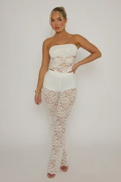 Rebellious Fashion White Lace Bandeau Top - Jeanie