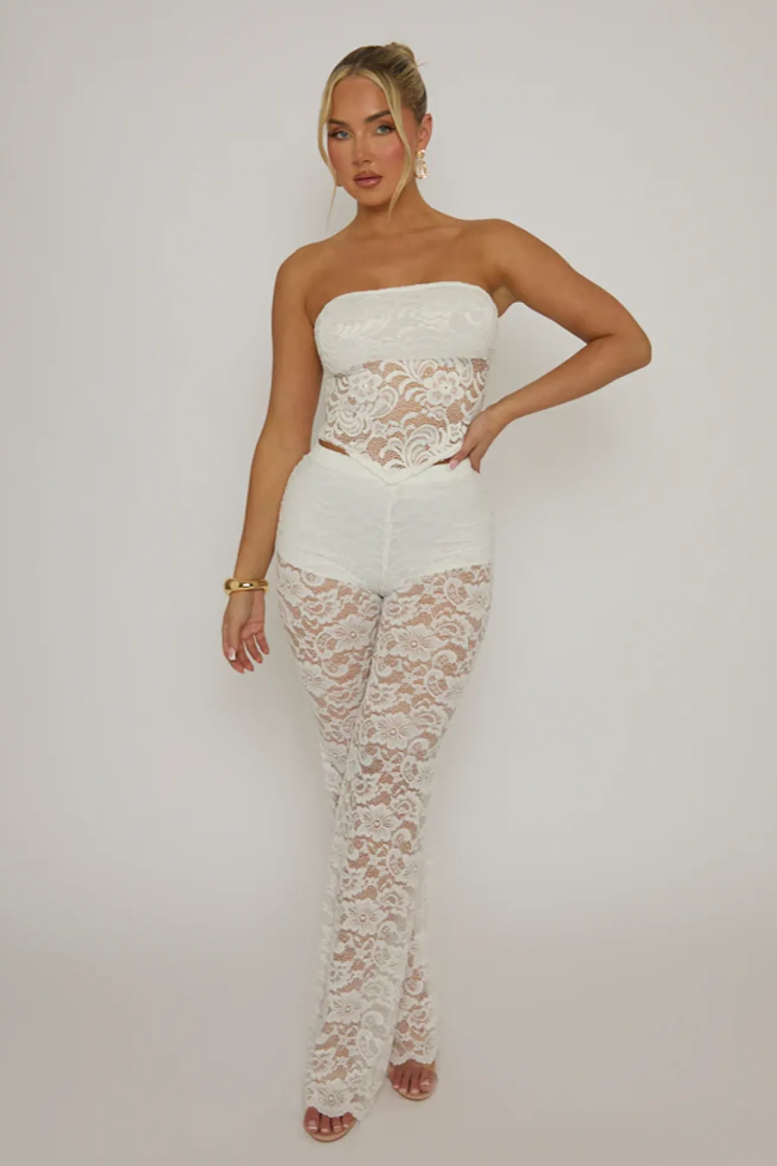 Rebellious Fashion White Lace Bandeau Top - Jeanie