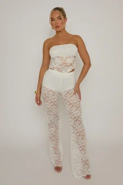 Rebellious Fashion White Lace Bandeau Top - Jeanie