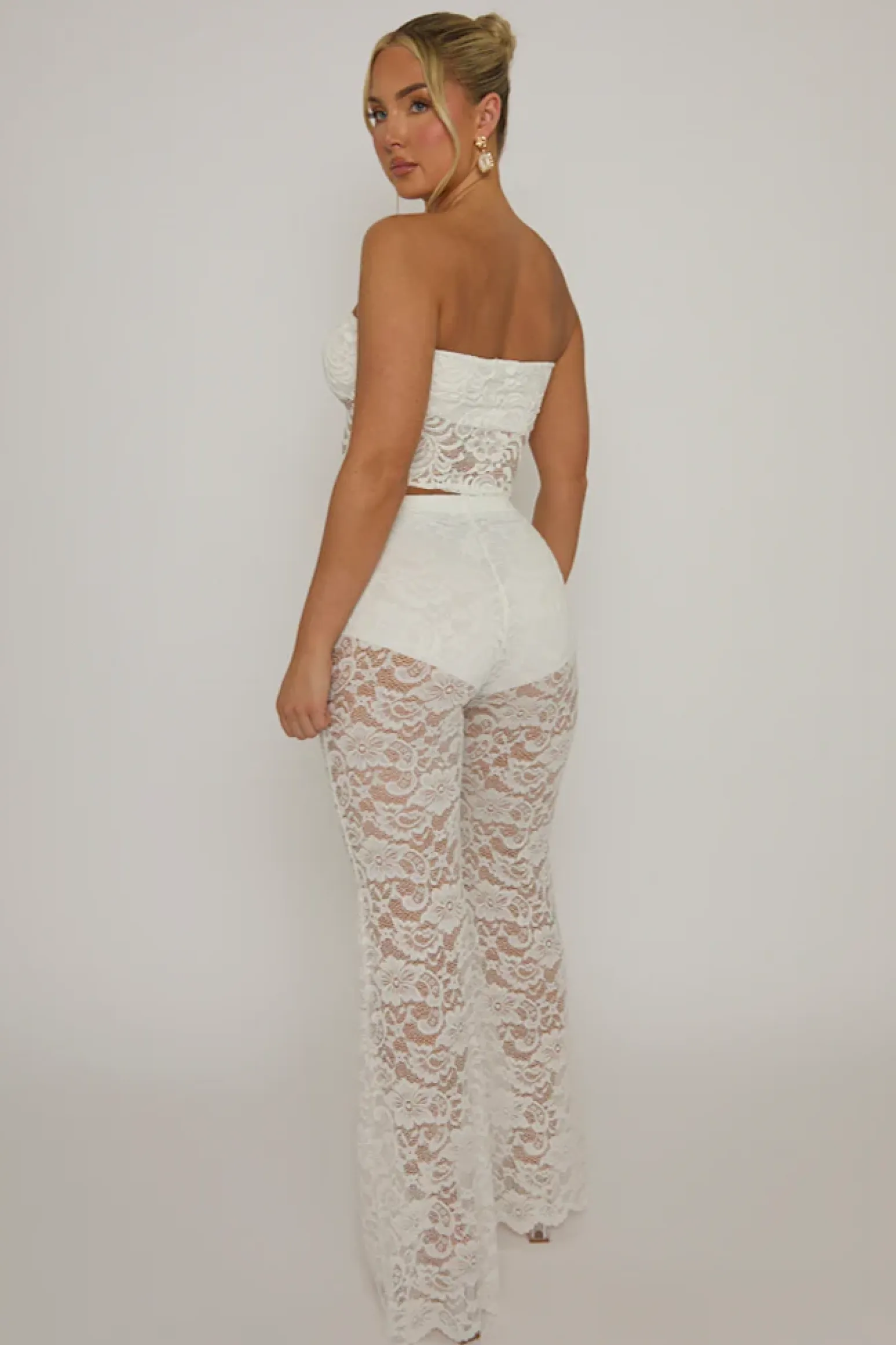 Rebellious Fashion White Lace Bandeau Top - Jeanie