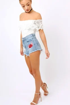 Rebellious Fashion white Lace Bardot Bodysuit - Rae