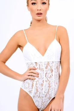 Rebellious Fashion White Lace Bodysuit - Daria