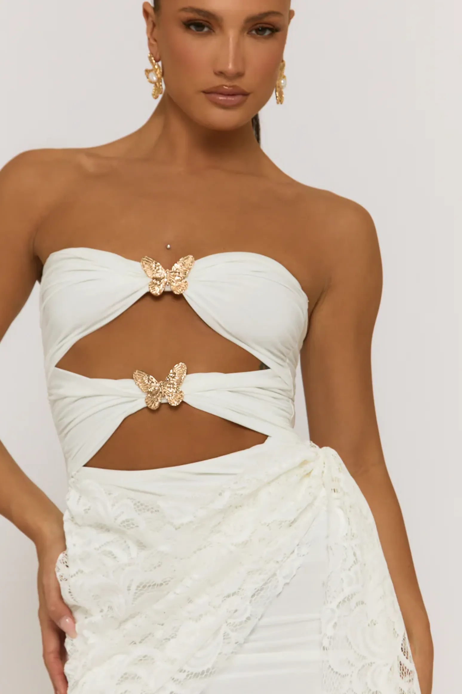 Rebellious Fashion White Lace Butterfly Mini Dress - Eudora