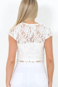 Rebellious Fashion White Lace Crop Top - Gina