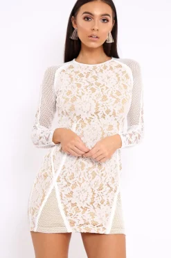 Rebellious Fashion White Lace Dress - Flossie