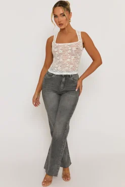 Rebellious Fashion White Lace Sheer Vest Top - Elenora
