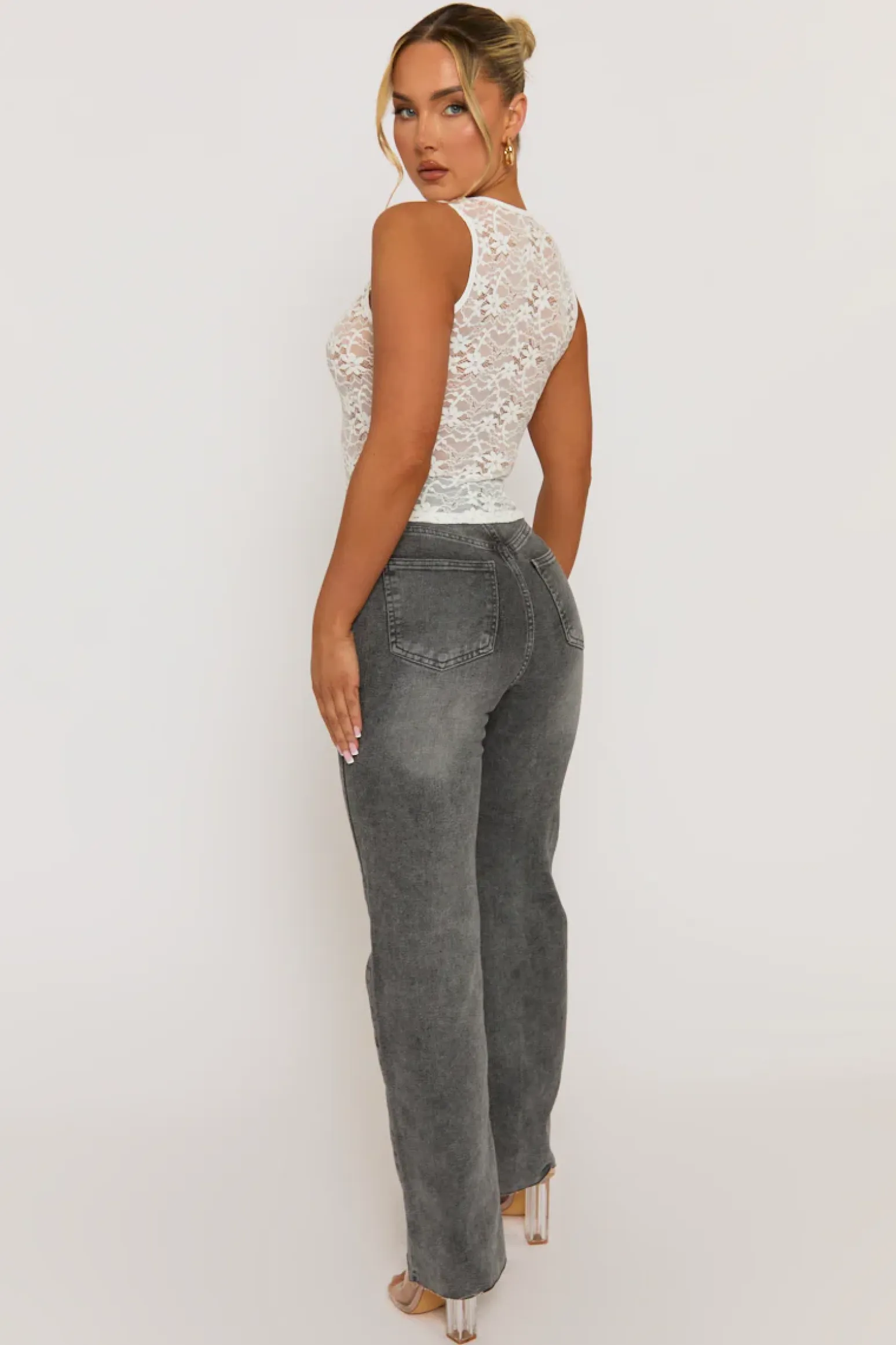 Rebellious Fashion White Lace Sheer Vest Top - Elenora