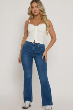 Rebellious Fashion White Lace Trim Button Down Corset Top - Merilyn