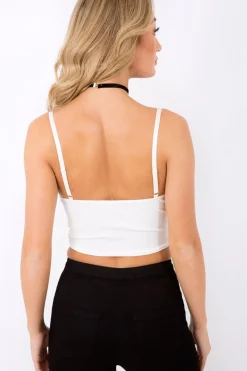Rebellious Fashion White Lace Up Crop Top - Cindi
