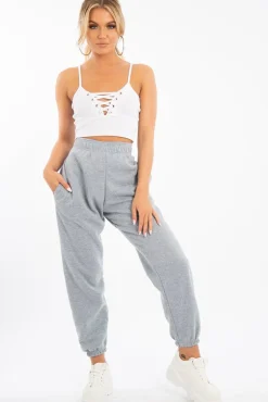 Rebellious Fashion White Lace Up Ribbed Crop top - Prisha