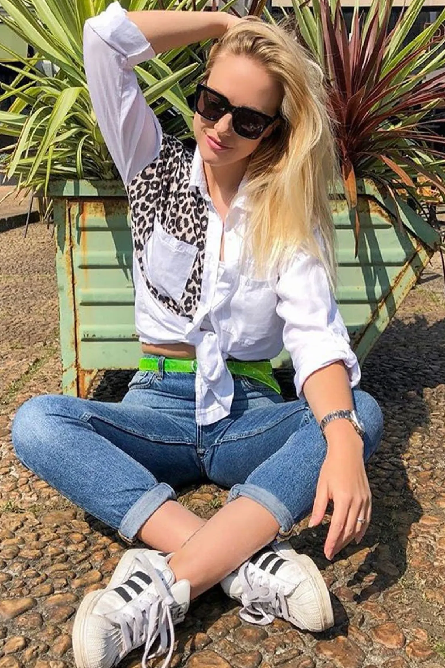 Rebellious Fashion White Leopard Print Insert Button Down Shirt - Shelby