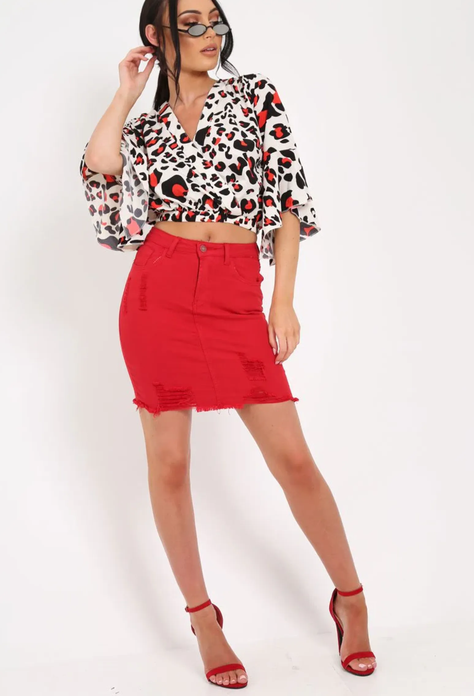 Rebellious Fashion White Leopard Print Ruched Crop Top - Damira
