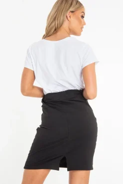Rebellious Fashion White Leopard Print Slogan T-Shirt Midi Skirt Co-Ord - Morgan