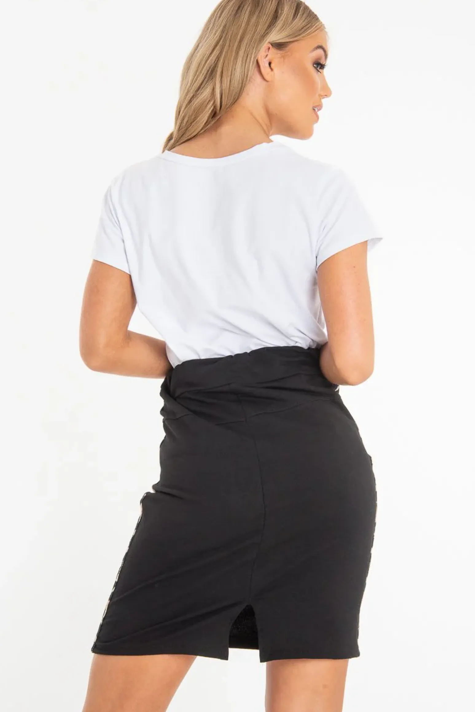 Rebellious Fashion White Leopard Print Slogan T-Shirt Midi Skirt Co-Ord - Morgan
