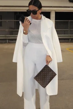 Rebellious Fashion White Long Length Waterfall Belted Coat - Cindy