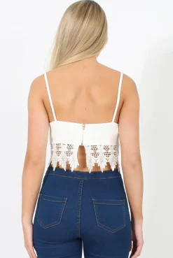 Rebellious Fashion White Low Cut Crop Top - Marta