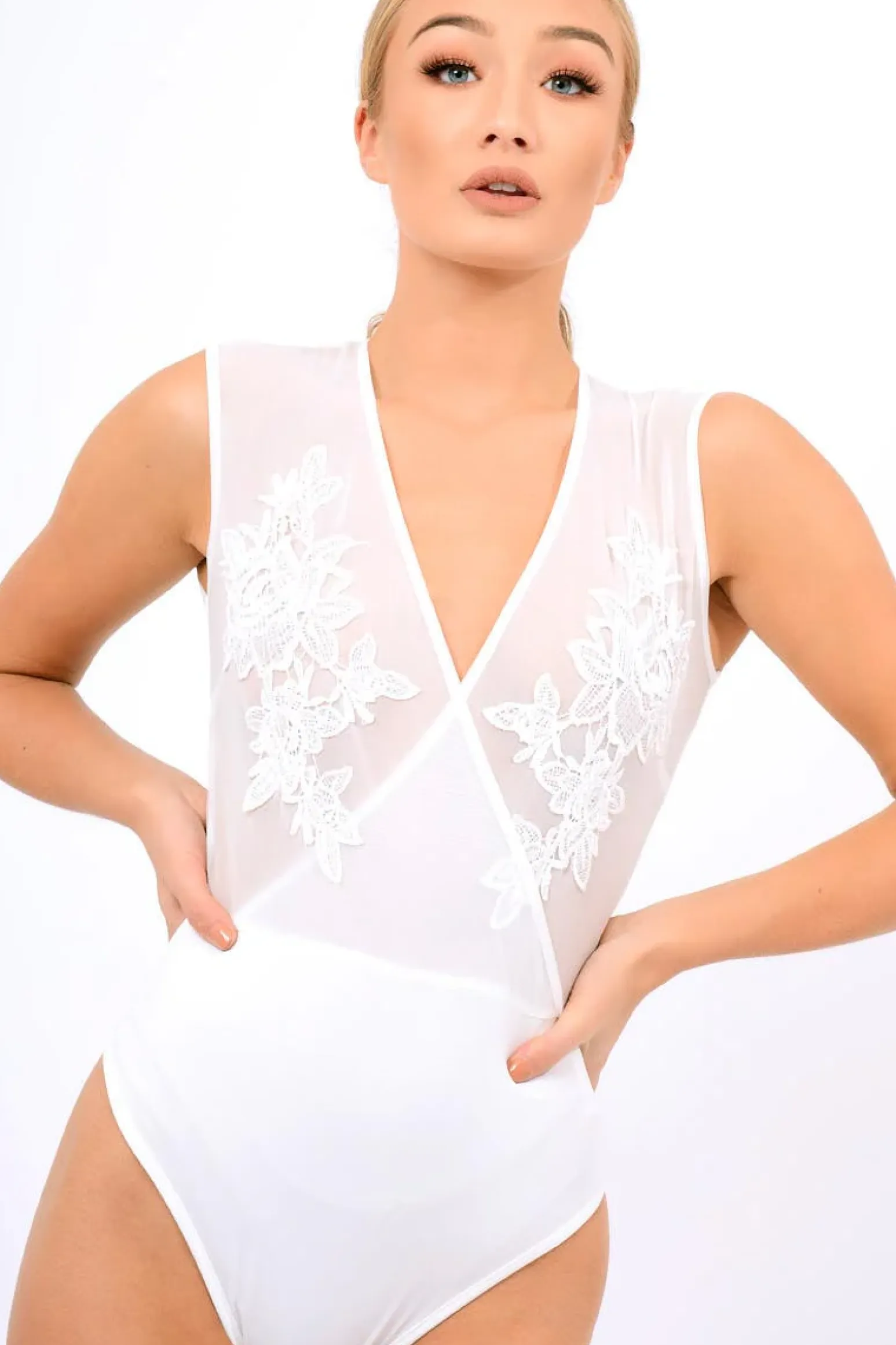 Rebellious Fashion White Mesh Crochet Bodysuit - Valerie