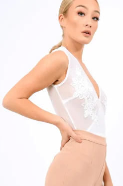 Rebellious Fashion White Mesh Crochet Bodysuit - Valerie
