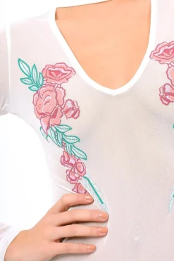 Rebellious Fashion White Mesh Floral Choker Bodysuit - Bryleigh