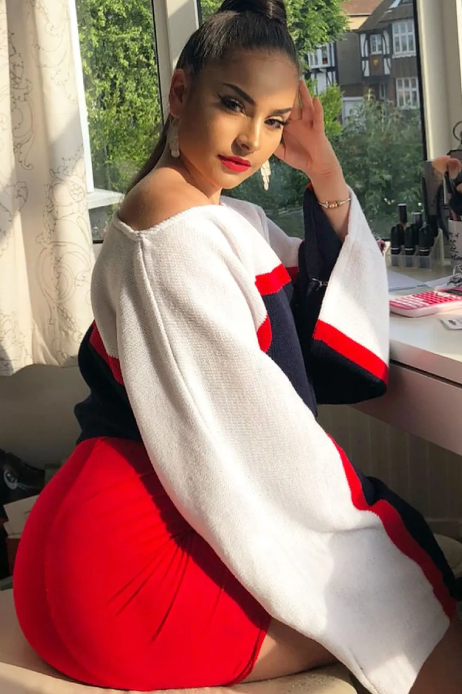 Rebellious Fashion White Navy and Red Stripe Contrast Jumper - Emylee