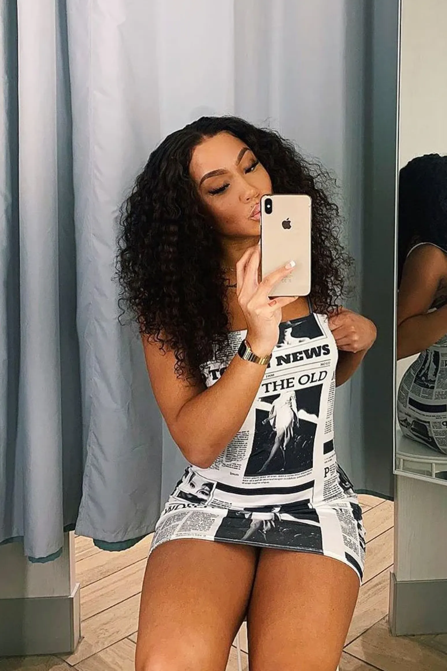 Rebellious Fashion White Newspaper Print Bodycon Dress - Dallys