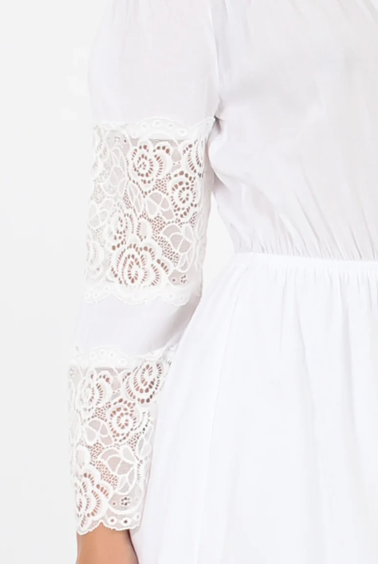 Rebellious Fashion White Off Shoulder Crochet Detail Playsuit - Koran
