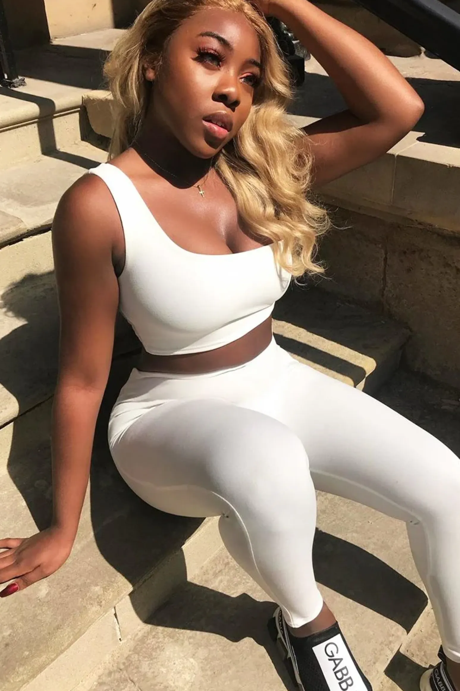 Rebellious Fashion White One Shoulder Crop Top and Leggings Co-Ord - Marrie