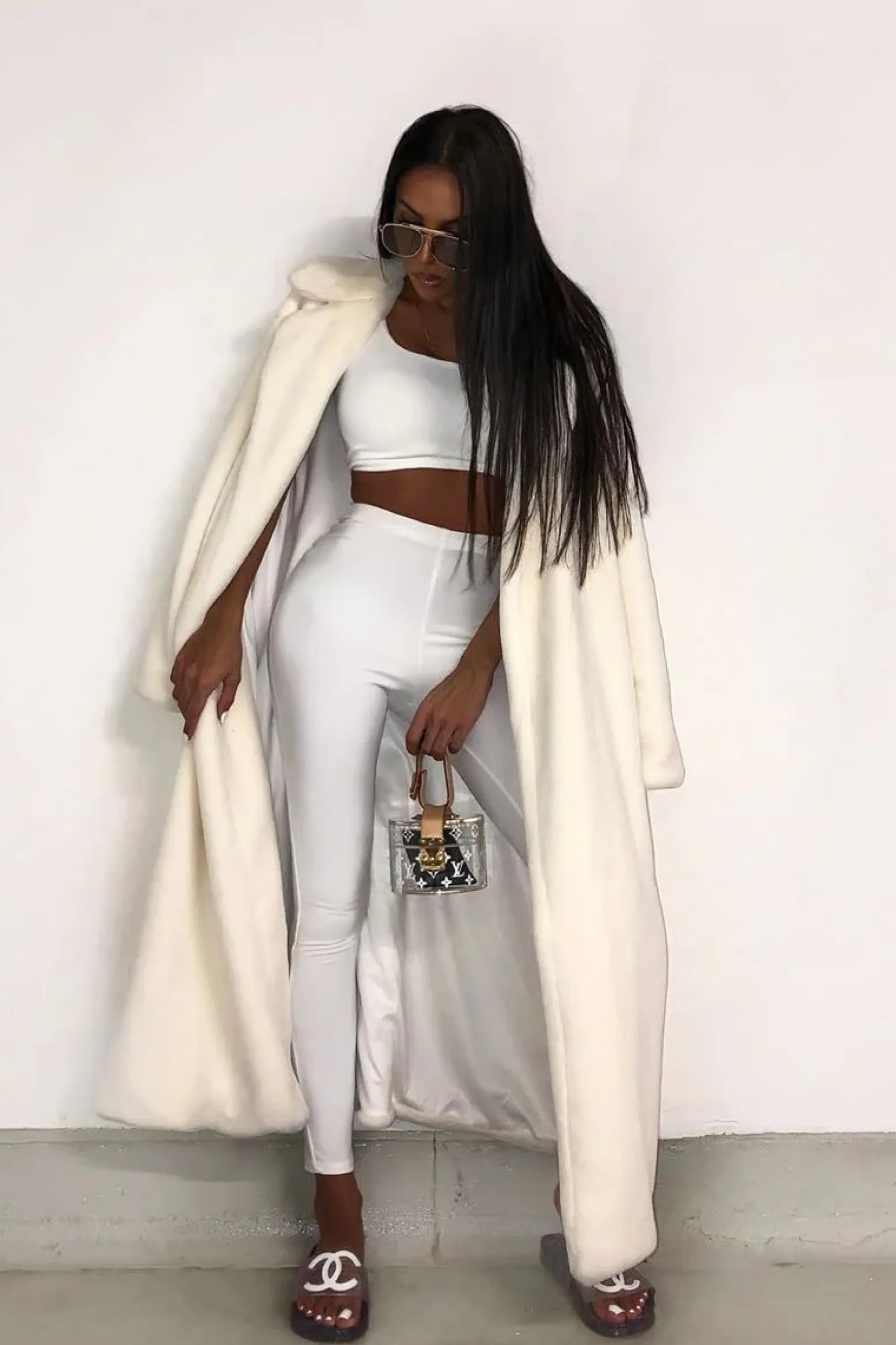 Rebellious Fashion White One Shoulder Crop Top and Leggings Co-Ord - Marrie