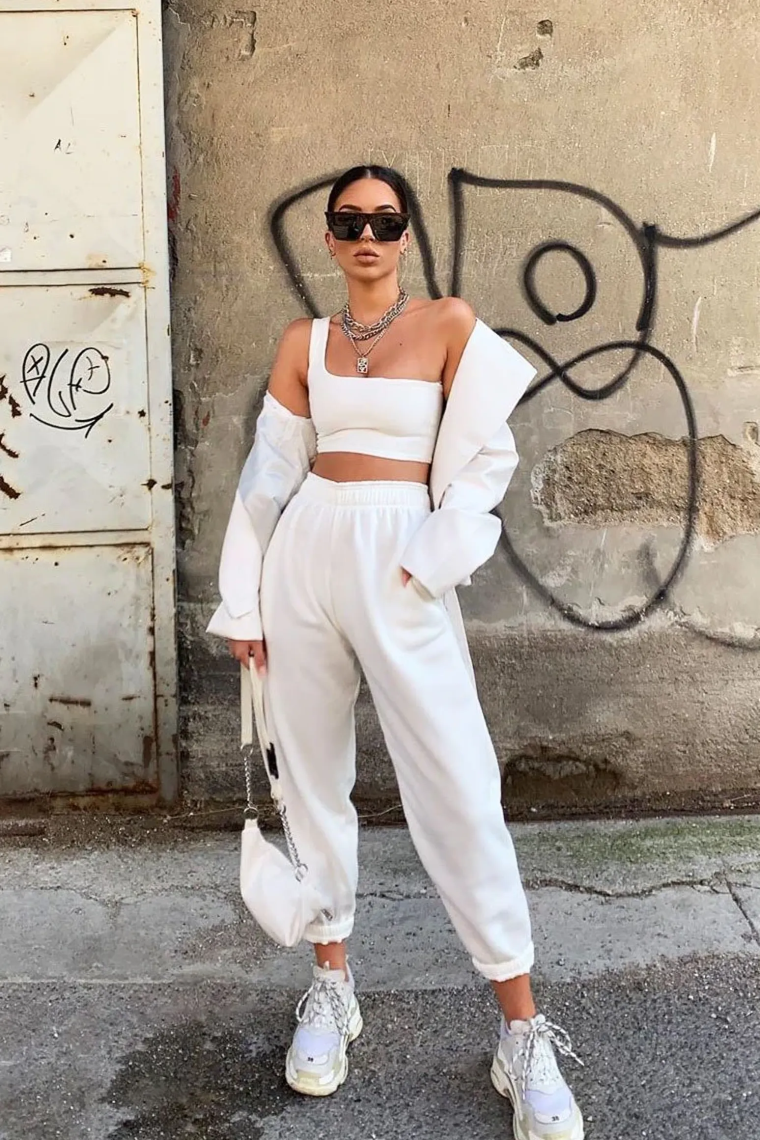 Rebellious Fashion White One Shouldered Crop Top - Kamri