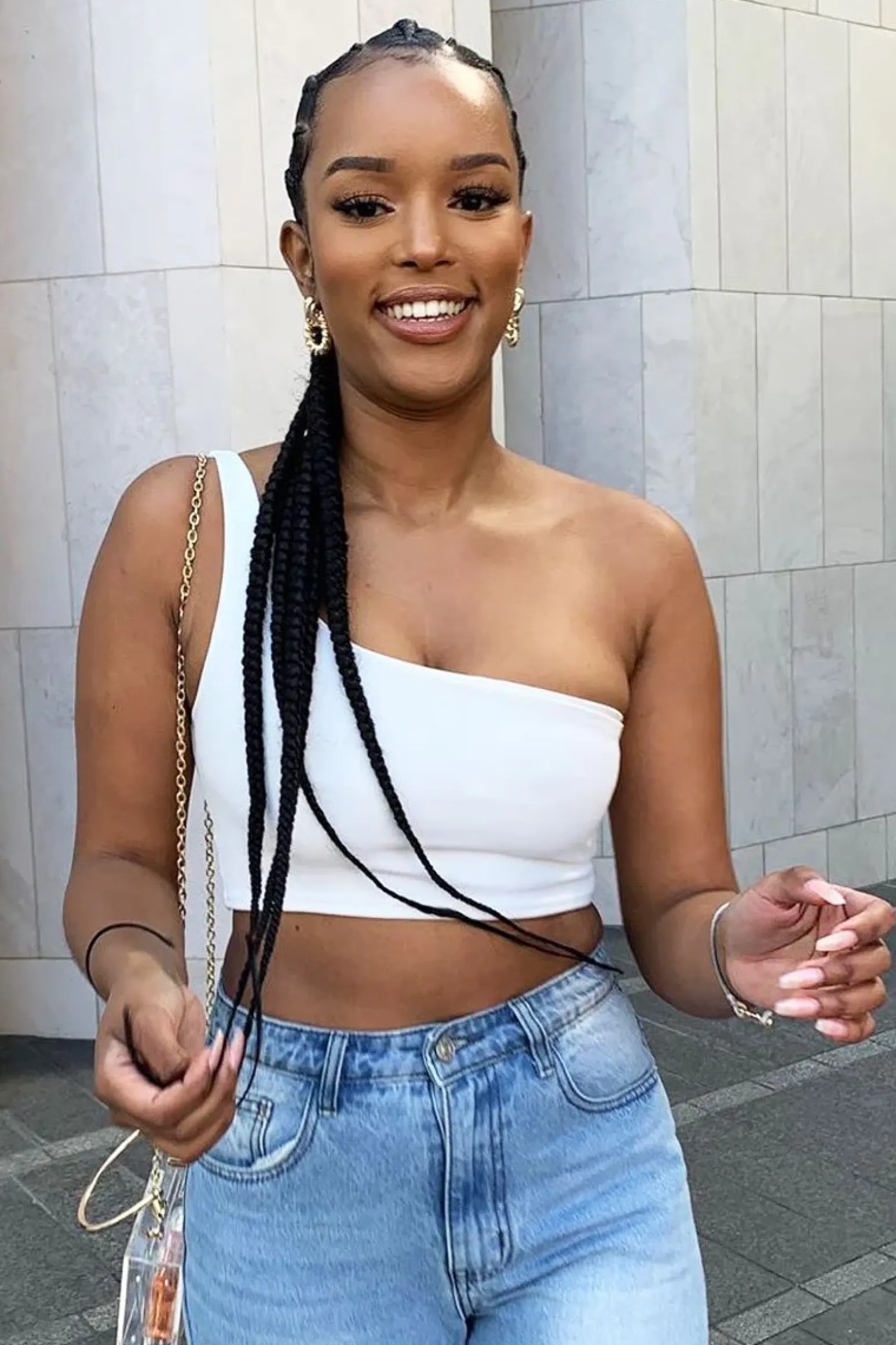 Rebellious Fashion White One Shouldered Crop Top - Kamri