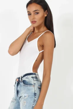 Rebellious Fashion White Open Back Bodysuit - Aniyah