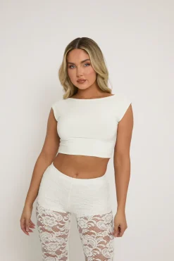 Rebellious Fashion White Open Back Crop Top - Iona