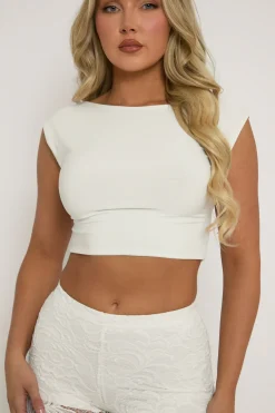 Rebellious Fashion White Open Back Crop Top - Iona