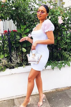 Rebellious Fashion White Organza Puff Sleeve Mini Dress - Dalena