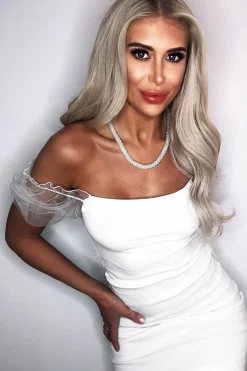 Rebellious Fashion White Organza Puff Sleeve Mini Dress - Dalena