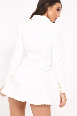 Rebellious Fashion White Oversized Frill Hem Blazer - Kambry