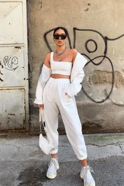 Rebellious Fashion White Oversized Joggers - Erica