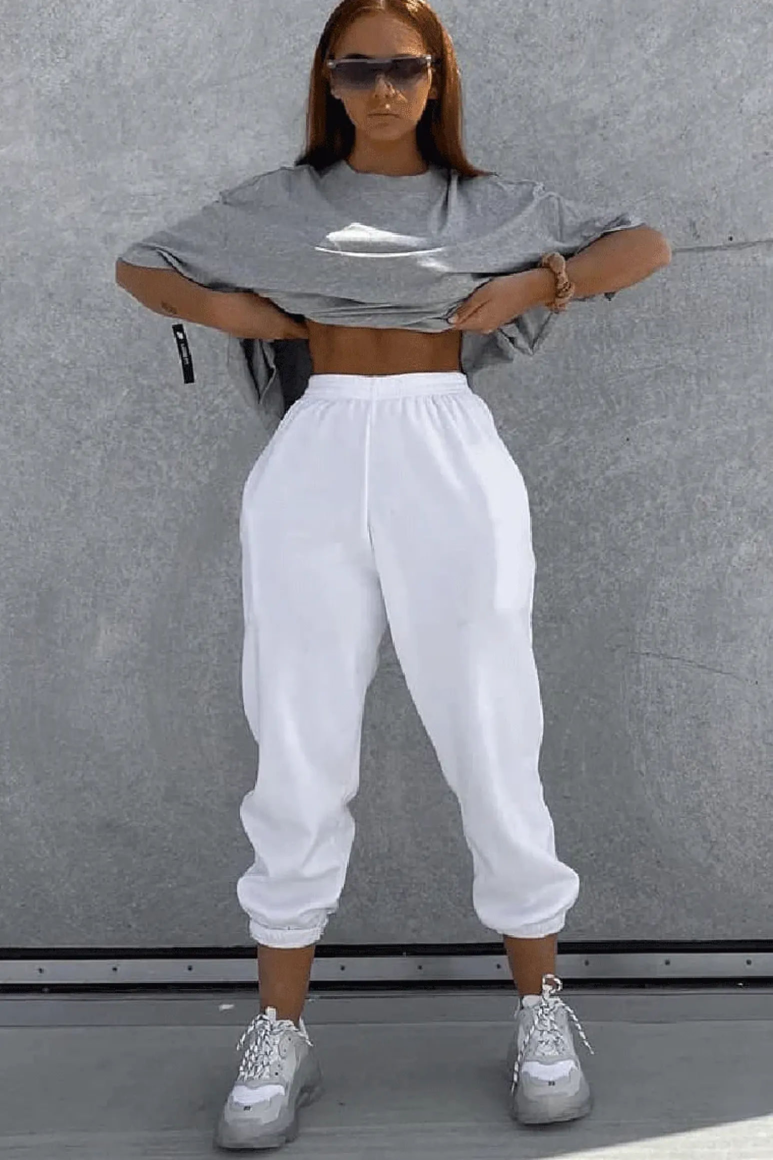 Rebellious Fashion White Oversized Joggers - Erica