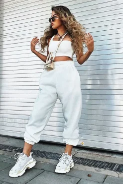 Rebellious Fashion White Oversized Joggers - Erica