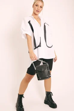 Rebellious Fashion White Oversized LO VE Shirt - Harmony