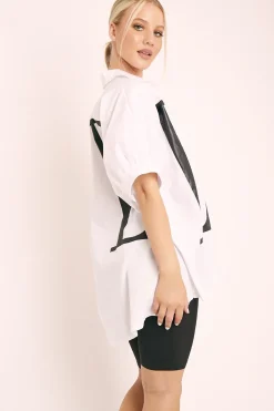 Rebellious Fashion White Oversized LO VE Shirt - Harmony