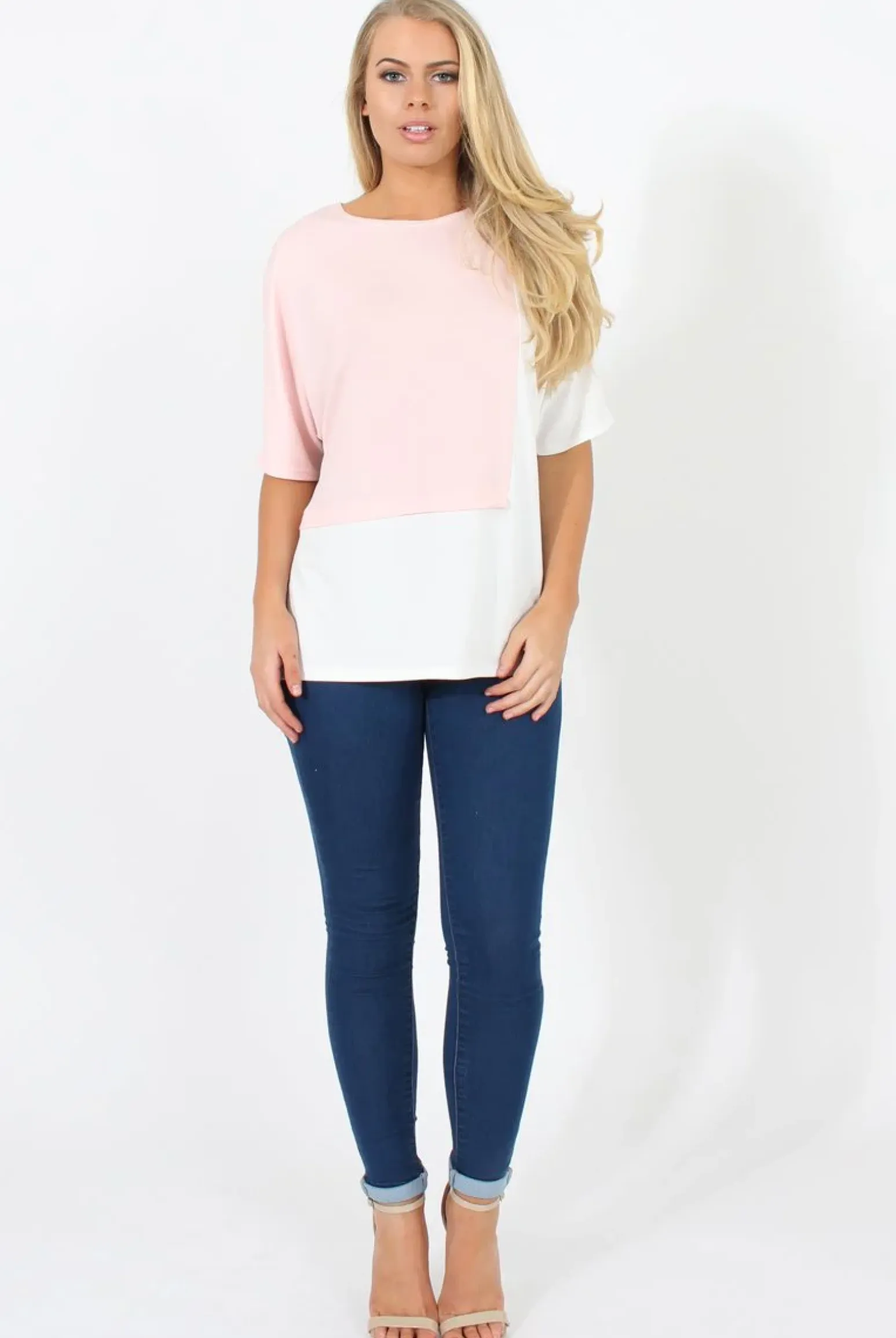 Rebellious Fashion White Panel T-Shirt - Aimee